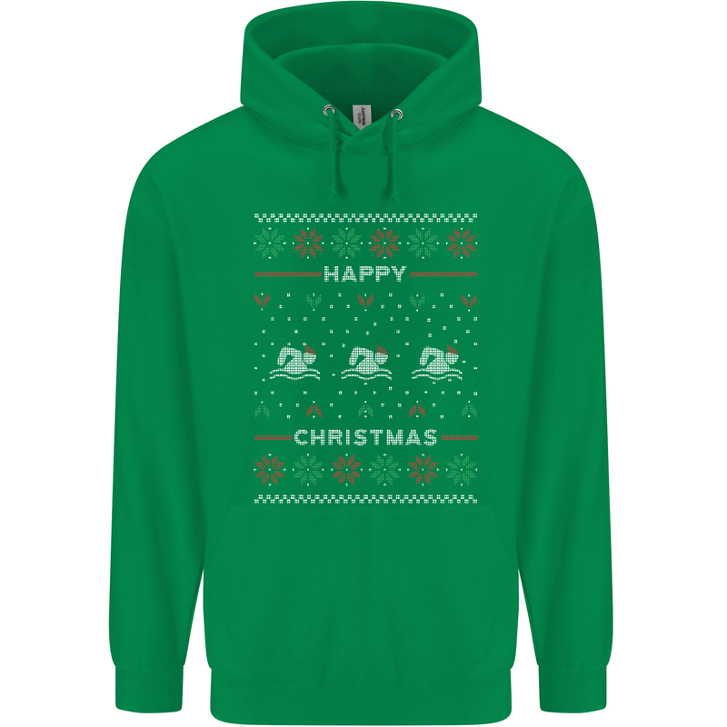 Christmas Swimming Design Childrens Kids Hoodie Irish Green
