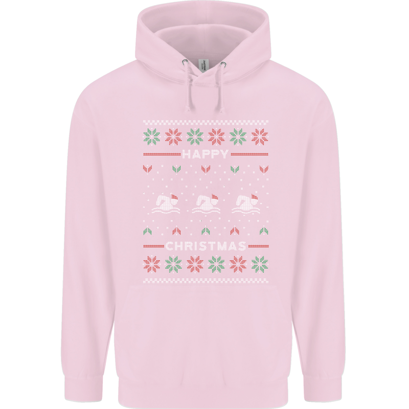 Christmas Swimming Design Childrens Kids Hoodie Light Pink