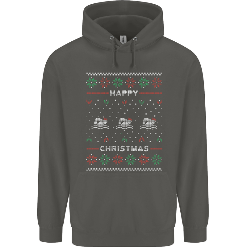 Christmas Swimming Design Childrens Kids Hoodie Storm Grey