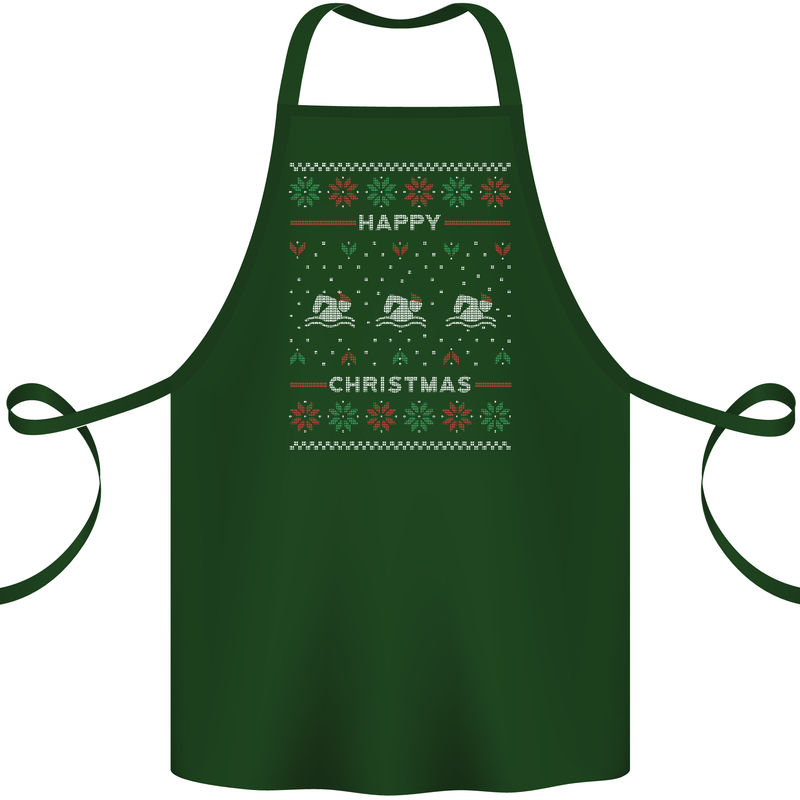 Christmas Swimming Design Cotton Apron 100% Organic Forest Green