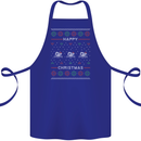 Christmas Swimming Design Cotton Apron 100% Organic Royal Blue