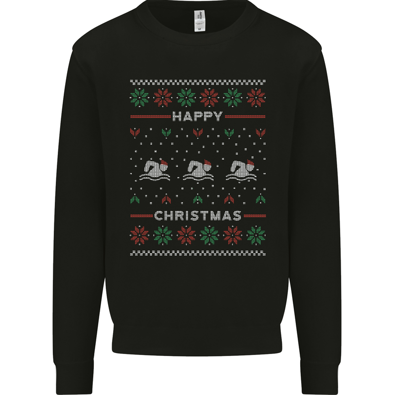 Christmas Swimming Design Kids Sweatshirt Jumper Black