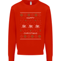 Christmas Swimming Design Kids Sweatshirt Jumper Bright Red