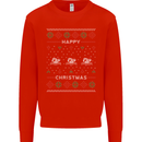 Christmas Swimming Design Kids Sweatshirt Jumper Bright Red