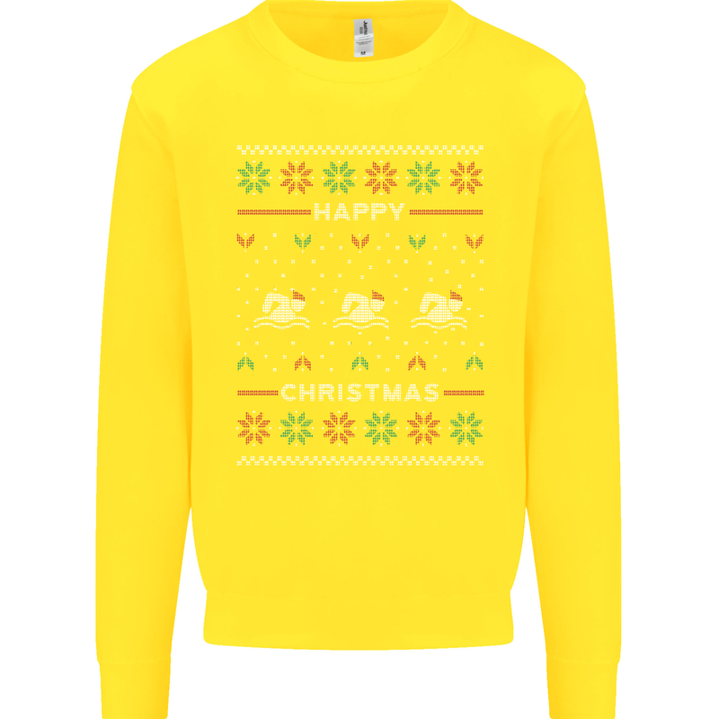 Christmas Swimming Design Kids Sweatshirt Jumper Yellow