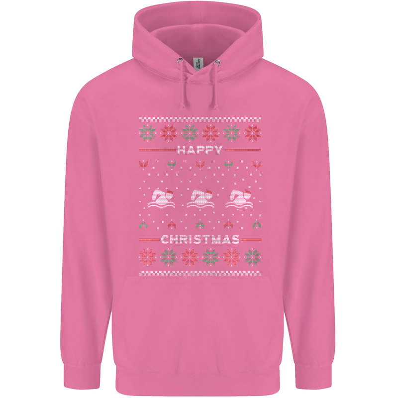 Christmas Swimming Design Mens 80% Cotton Hoodie Azelea