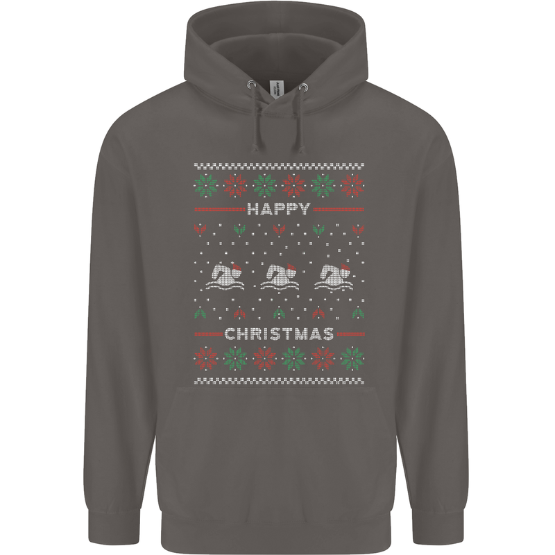 Christmas Swimming Design Mens 80% Cotton Hoodie Charcoal