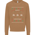Christmas Swimming Design Mens Sweatshirt Jumper Caramel Latte