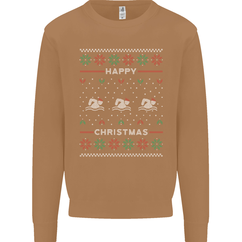 Christmas Swimming Design Mens Sweatshirt Jumper Caramel Latte