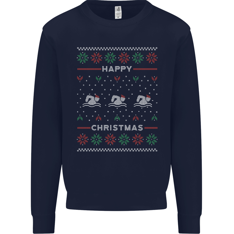 Christmas Swimming Design Mens Sweatshirt Jumper Navy Blue