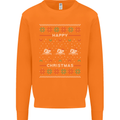 Christmas Swimming Design Mens Sweatshirt Jumper Orange