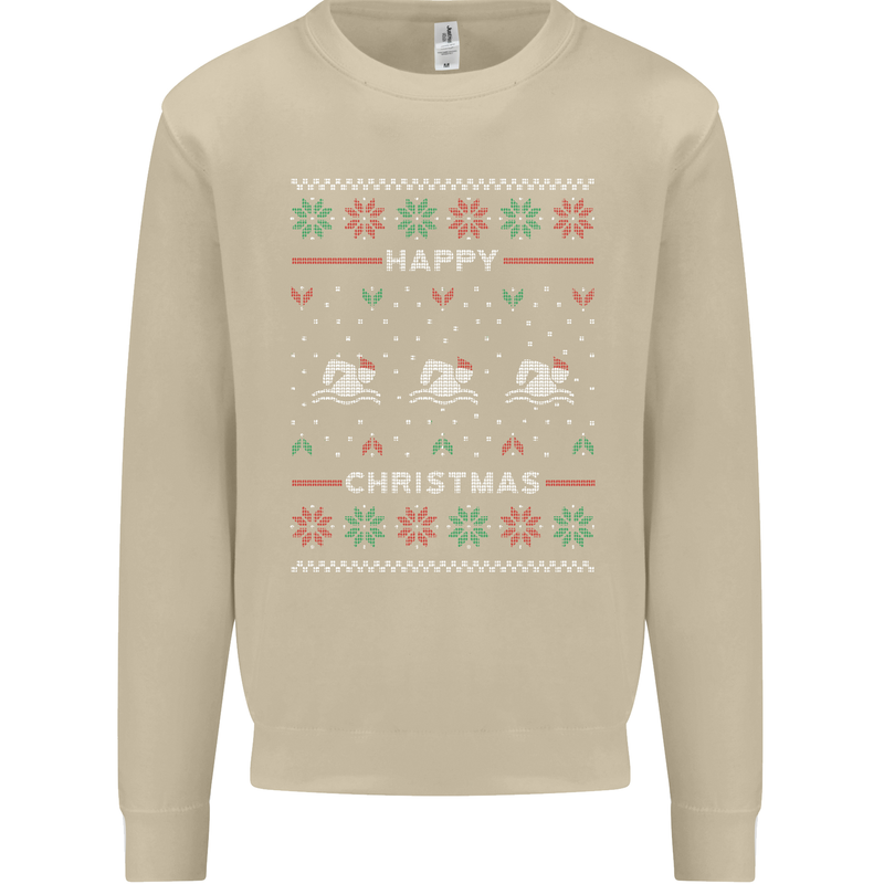 Christmas Swimming Design Mens Sweatshirt Jumper Sand