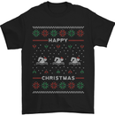 Christmas Swimming Design Mens T-Shirt Cotton Gildan Black