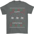 Christmas Swimming Design Mens T-Shirt Cotton Gildan Charcoal