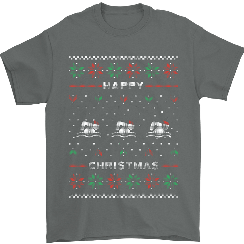 Christmas Swimming Design Mens T-Shirt Cotton Gildan Charcoal