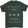 Christmas Swimming Design Mens T-Shirt Cotton Gildan Forest Green
