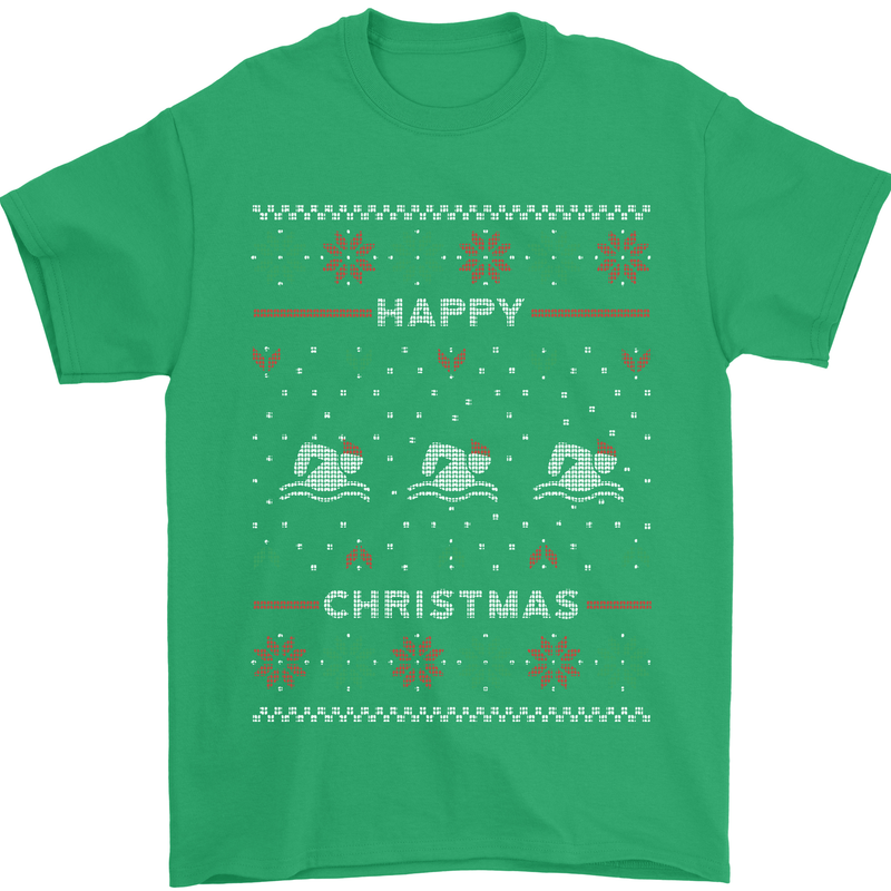 Christmas Swimming Design Mens T-Shirt Cotton Gildan Irish Green