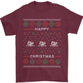 Christmas Swimming Design Mens T-Shirt Cotton Gildan Maroon