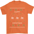 Christmas Swimming Design Mens T-Shirt Cotton Gildan Orange