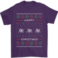 Christmas Swimming Design Mens T-Shirt Cotton Gildan Purple