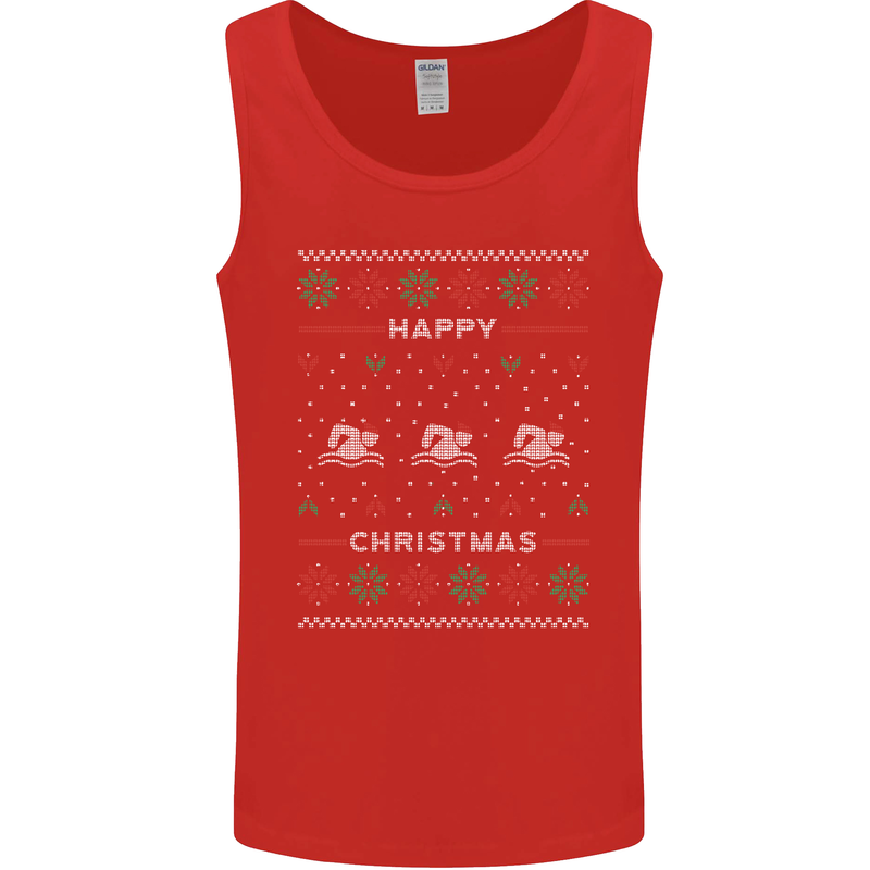 Christmas Swimming Design Mens Vest Tank Top Red