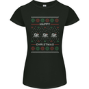 Christmas Swimming Design Womens Petite Cut T-Shirt Black