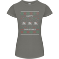 Christmas Swimming Design Womens Petite Cut T-Shirt Charcoal