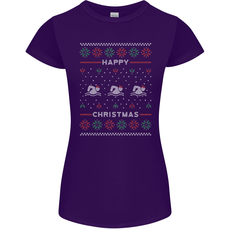 Christmas Swimming Design Womens Petite Cut T-Shirt Purple