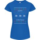 Christmas Swimming Design Womens Petite Cut T-Shirt Royal Blue