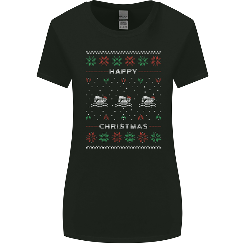 Christmas Swimming Design Womens Wider Cut T-Shirt Black