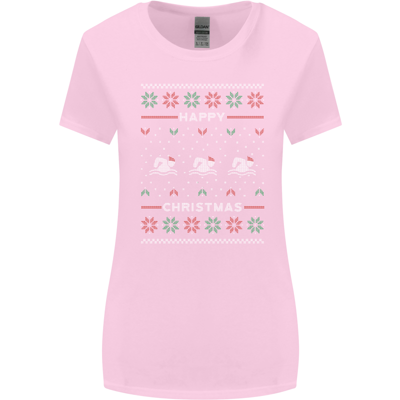 Christmas Swimming Design Womens Wider Cut T-Shirt Light Pink