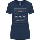Christmas Swimming Design Womens Wider Cut T-Shirt Navy Blue