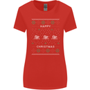 Christmas Swimming Design Womens Wider Cut T-Shirt Red