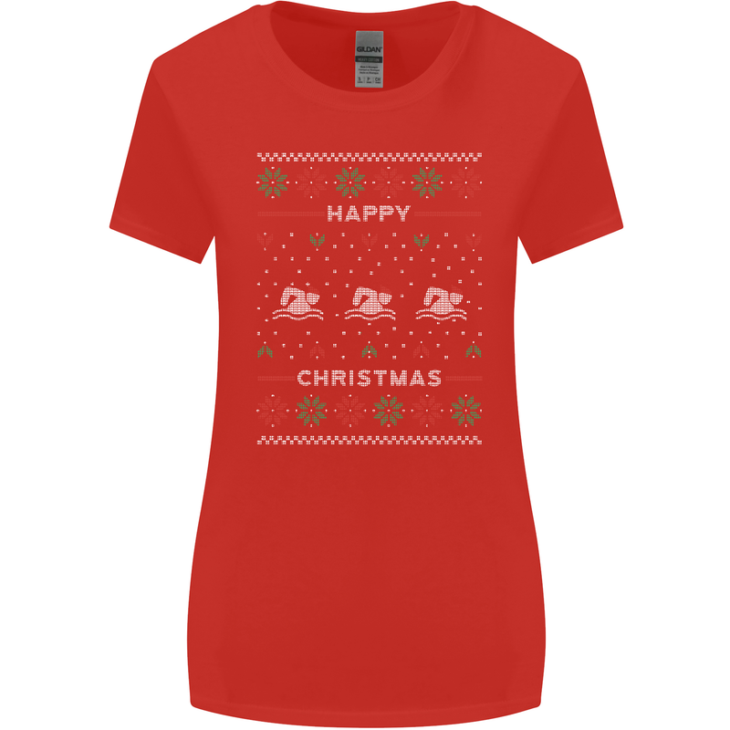 Christmas Swimming Design Womens Wider Cut T-Shirt Red