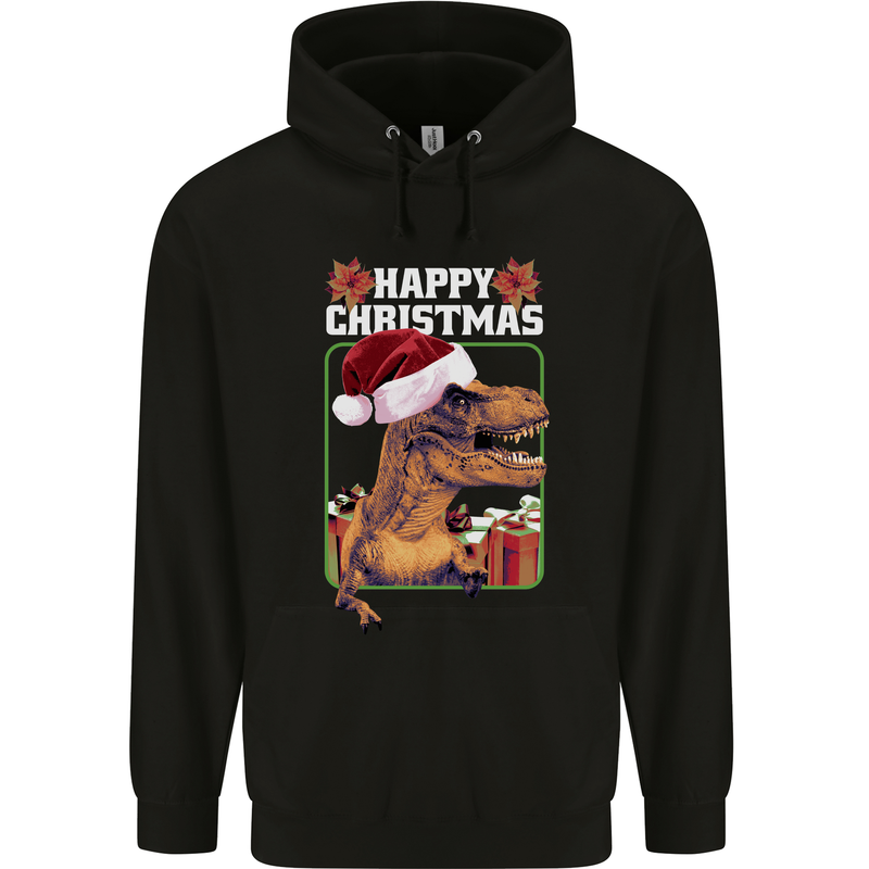 Christmas T-Rex Funny Dinosaur Childrens Kids Hoodie Black