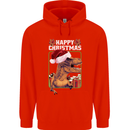 Christmas T-Rex Funny Dinosaur Childrens Kids Hoodie Bright Red