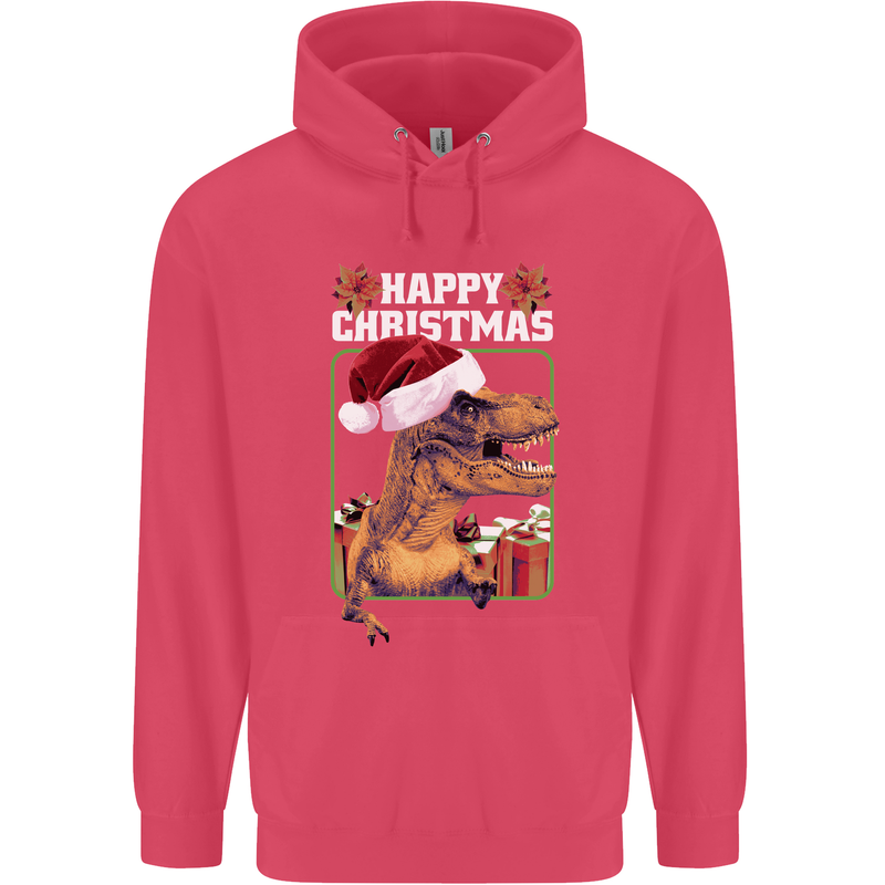 Christmas T-Rex Funny Dinosaur Childrens Kids Hoodie Heliconia