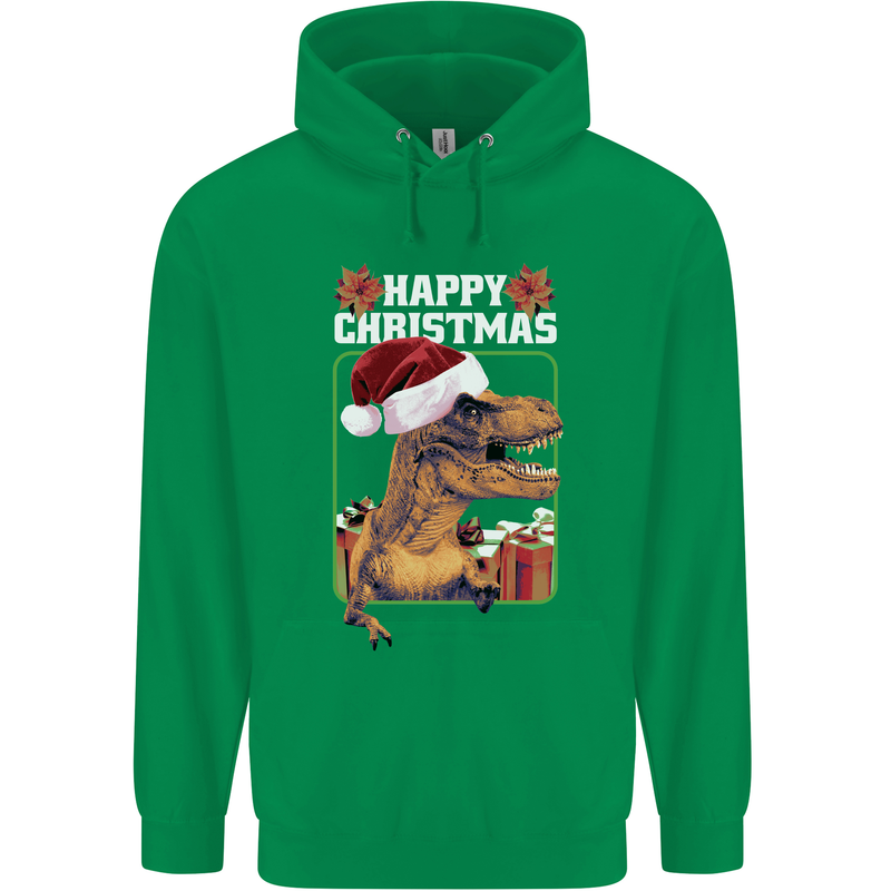 Christmas T-Rex Funny Dinosaur Childrens Kids Hoodie Irish Green