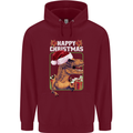 Christmas T-Rex Funny Dinosaur Childrens Kids Hoodie Maroon