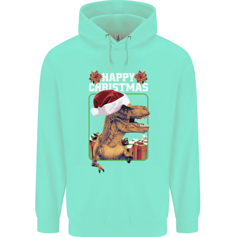 Christmas T-Rex Funny Dinosaur Childrens Kids Hoodie Peppermint
