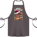 Christmas T-Rex Funny Dinosaur Cotton Apron 100% Organic Dark Grey