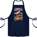 Christmas T-Rex Funny Dinosaur Cotton Apron 100% Organic Navy Blue