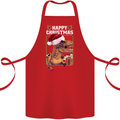 Christmas T-Rex Funny Dinosaur Cotton Apron 100% Organic Red