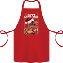 Christmas T-Rex Funny Dinosaur Cotton Apron 100% Organic Red