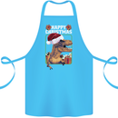 Christmas T-Rex Funny Dinosaur Cotton Apron 100% Organic Turquoise