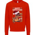Christmas T-Rex Funny Dinosaur Kids Sweatshirt Jumper Bright Red