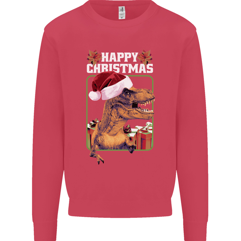 Christmas T-Rex Funny Dinosaur Kids Sweatshirt Jumper Heliconia