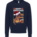 Christmas T-Rex Funny Dinosaur Kids Sweatshirt Jumper Navy Blue
