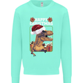 Christmas T-Rex Funny Dinosaur Kids Sweatshirt Jumper Peppermint