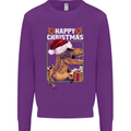 Christmas T-Rex Funny Dinosaur Kids Sweatshirt Jumper Purple
